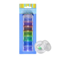 7 Days Rainbow Organizer Vitamin Plastic Pill Box Weekly Pill Box Case Travel PS material colorful round medicine storage box