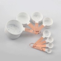 New style wheat straw rose gold plated stainless steel measuring spoons and measuring cups