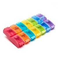 TS09B  14 Case Rainbow Weekly 7 Day Pill Organizer Container detachable Case Piano-Key Switch Medicine Holder Plastic Pill Box