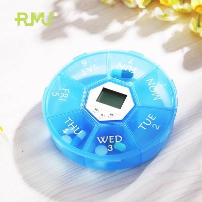 wrist watch 2 week plastic portable reminder round pill box