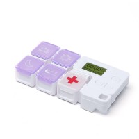 TE02B Tetris  4 Times One Day Pill Box Holder Automatic Counter 5 Case Detachable Plastic Compartment With Pill Reminder Clock