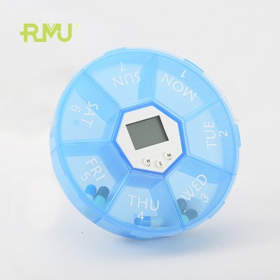 TP04B Round 7 day weekly pill organizer automatic dispenser plastic electronic pill box