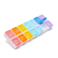 TE07B Tetris Detachable 1 Week 14 Plastic Supplement Capsule Case 7 Day Am/Pm Pill Box Organizer Medicines Storage Box