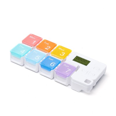 TE03B Tetris 7 Days  Medication Box Dispenser Electronic Pill Organizer Weekly Storage  Timer Reminder Pill Box With Alarm