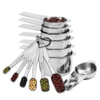 13pcs stackable stainless steel measuring cups and measuring spoons set